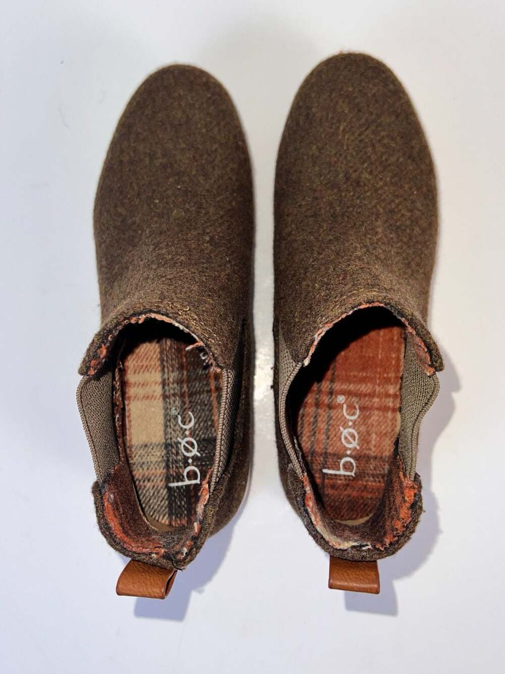 B.O.C. Kara Wool Ankle Chelsea Boots Women's Size 7M Brown Mid Top Slip On